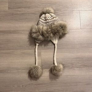 Cozy Knit Pom-Pom Hat for Kids - Cream and Brown
